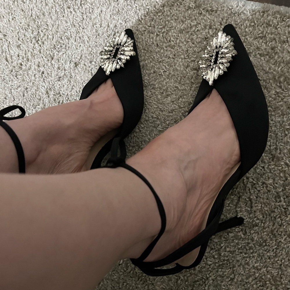 NWT Zara black embellished heels - Picture 4 of 8